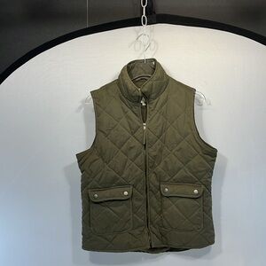 Thread & Supply Olive  Green Quilted Full Zip Snap Flap pockets  Womens large